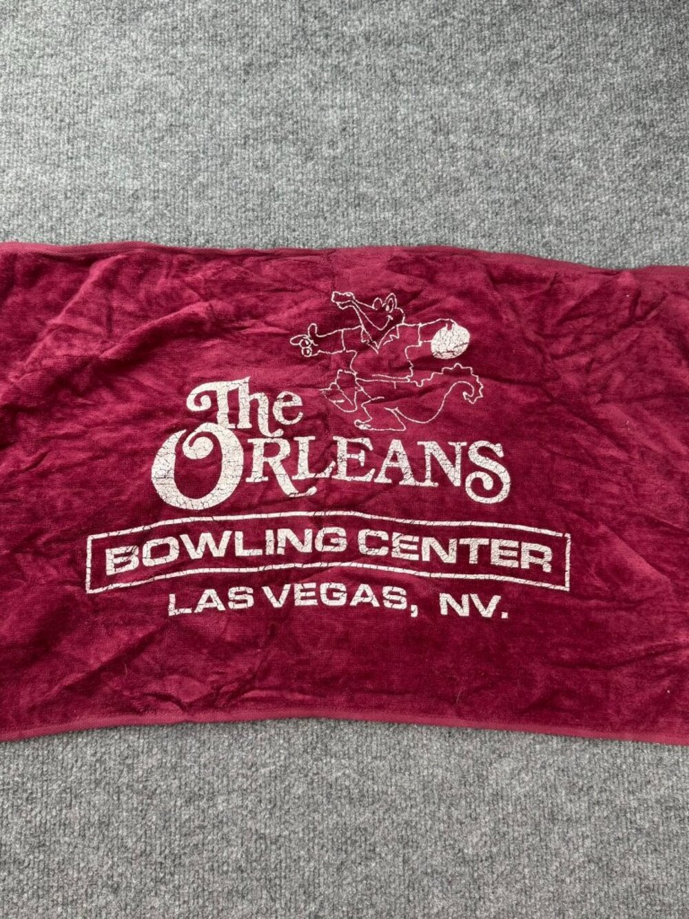 The Orleans Bowling Center Las Vegas NV Towel Maroon McArthur Cotton 14"x24"